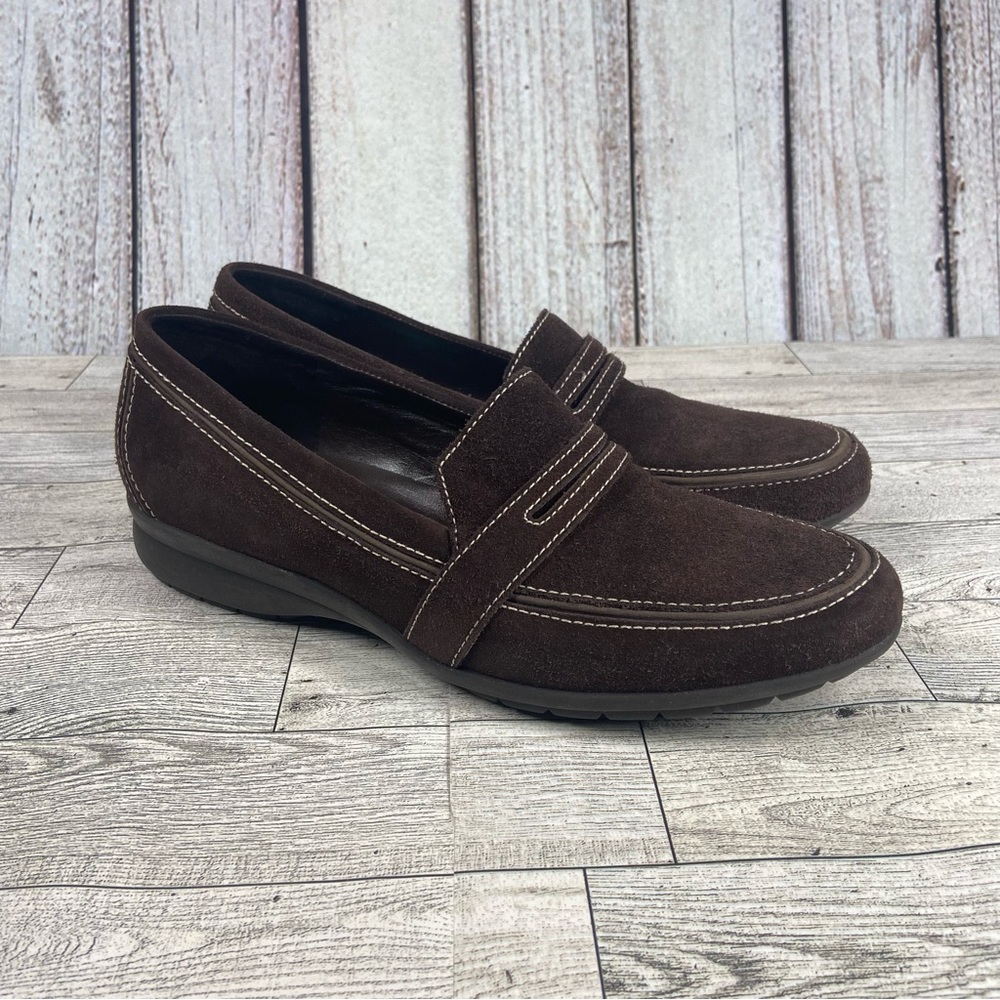 Cole Haan Shoes Womens 9B Brown Penny Loafers Suede Waterproof Flats Slip On